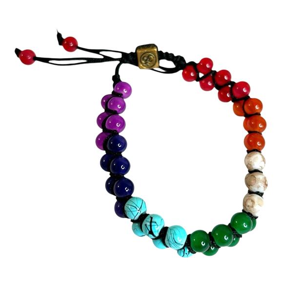 Gemborn "Aurora Energy" Rainbow Assortment Semiprecious Gems Beaded Bracelet - Picture 2 of 10